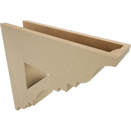 Ekena Millwork - BKTUR055X20X20MRC01RCPR - Timberthane Faux Wood Merced Style Bracket, Traditional Ends, 5 1/2"W x 20"D x 20"H, Primed Tan