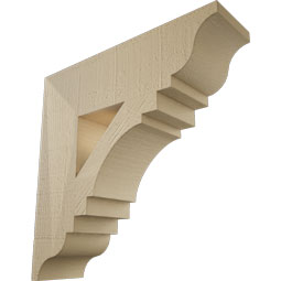 Ekena Millwork - BKTUR055X20X20MRC01RCPR - Timberthane Faux Wood Merced Style Bracket, Traditional Ends, 5 1/2"W x 20"D x 20"H, Primed Tan