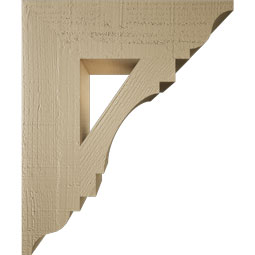 Ekena Millwork - BKTUR055X20X24MRC01RCPR - Timberthane Faux Wood Merced Style Bracket, Traditional Ends, 5 1/2"W x 20"D x 24"H, Primed Tan