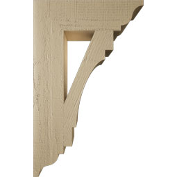 Ekena Millwork - BKTUR055X20X32MRC01RCPR - Timberthane Faux Wood Merced Style Bracket, Traditional Ends, 5 1/2"W x 20"D x 32"H, Primed Tan