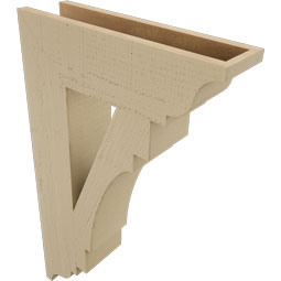 Ekena Millwork - BKTUR055X20X32MRC01RCPR - Timberthane Faux Wood Merced Style Bracket, Traditional Ends, 5 1/2"W x 20"D x 32"H, Primed Tan