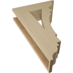 Ekena Millwork - BKTUR055X20X32MRC01RCPR - Timberthane Faux Wood Merced Style Bracket, Traditional Ends, 5 1/2"W x 20"D x 32"H, Primed Tan