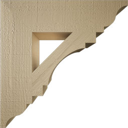Ekena Millwork - BKTUR055X22X22MRC01RCPR - Timberthane Faux Wood Merced Style Bracket, Traditional Ends, 5 1/2"W x 22"D x 22"H, Primed Tan