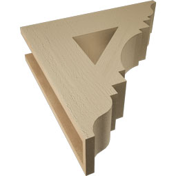 Ekena Millwork - BKTUR055X22X22MRC01RCPR - Timberthane Faux Wood Merced Style Bracket, Traditional Ends, 5 1/2"W x 22"D x 22"H, Primed Tan