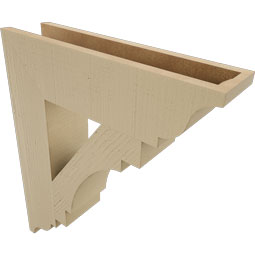 Ekena Millwork - BKTUR055X22X26MRC01RCPR - Timberthane Faux Wood Merced Style Bracket, Traditional Ends, 5 1/2"W x 22"D x 26"H, Primed Tan