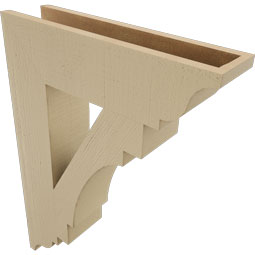 Ekena Millwork - BKTUR055X22X30MRC01RCPR - Timberthane Faux Wood Merced Style Bracket, Traditional Ends, 5 1/2"W x 22"D x 30"H, Primed Tan