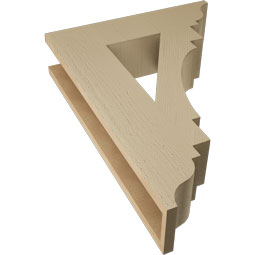 Ekena Millwork - BKTUR055X22X30MRC01RCPR - Timberthane Faux Wood Merced Style Bracket, Traditional Ends, 5 1/2"W x 22"D x 30"H, Primed Tan