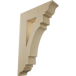 Ekena Millwork - BKTUR055X22X34MRC01RCPR - Timberthane Faux Wood Merced Style Bracket, Traditional Ends, 5 1/2"W x 22"D x 34"H, Primed Tan
