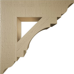 Ekena Millwork - BKTUR055X24X24MRC01RCPR - Timberthane Faux Wood Merced Style Bracket, Traditional Ends, 5 1/2"W x 24"D x 24"H, Primed Tan