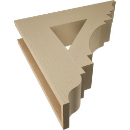 Ekena Millwork - BKTUR055X24X24MRC01RCPR - Timberthane Faux Wood Merced Style Bracket, Traditional Ends, 5 1/2"W x 24"D x 24"H, Primed Tan
