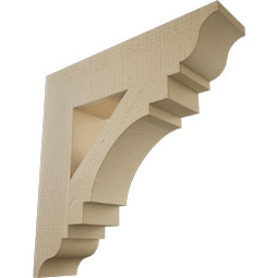 Ekena Millwork - BKTUR055X24X24MRC01RCPR - Timberthane Faux Wood Merced Style Bracket, Traditional Ends, 5 1/2"W x 24"D x 24"H, Primed Tan