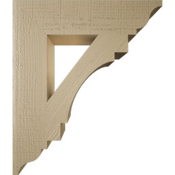 Ekena Millwork - BKTUR055X24X28MRC01RCPR - Timberthane Faux Wood Merced Style Bracket, Traditional Ends, 5 1/2"W x 24"D x 28"H, Primed Tan