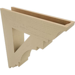 Ekena Millwork - BKTUR055X24X28MRC01RCPR - Timberthane Faux Wood Merced Style Bracket, Traditional Ends, 5 1/2"W x 24"D x 28"H, Primed Tan