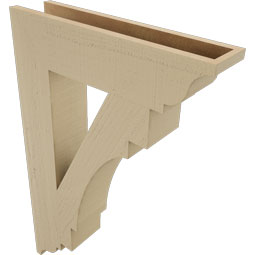 Ekena Millwork - BKTUR055X24X36MRC01RCPR - Timberthane Faux Wood Merced Style Bracket, Traditional Ends, 5 1/2"W x 24"D x 36"H, Primed Tan