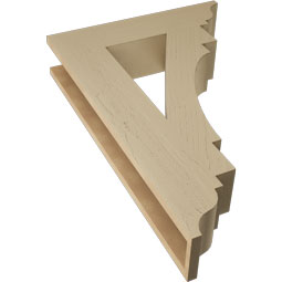 Ekena Millwork - BKTUR055X24X36MRC01RCPR - Timberthane Faux Wood Merced Style Bracket, Traditional Ends, 5 1/2"W x 24"D x 36"H, Primed Tan