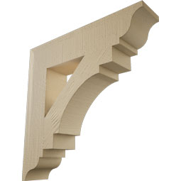 Ekena Millwork - BKTUR055X26X26MRC01RCPR - Timberthane Faux Wood Merced Style Bracket, Traditional Ends, 5 1/2"W x 26"D x 26"H, Primed Tan