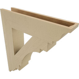Ekena Millwork - BKTUR055X26X30MRC01RCPR - Timberthane Faux Wood Merced Style Bracket, Traditional Ends, 5 1/2"W x 26"D x 30"H, Primed Tan