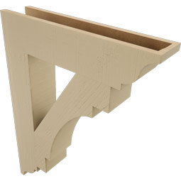 Ekena Millwork - BKTUR055X26X34MRC01RCPR - Timberthane Faux Wood Merced Style Bracket, Traditional Ends, 5 1/2"W x 26"D x 34"H, Primed Tan
