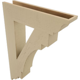 Ekena Millwork - BKTUR055X26X38MRC01RCPR - Timberthane Faux Wood Merced Style Bracket, Traditional Ends, 5 1/2"W x 26"D x 38"H, Primed Tan