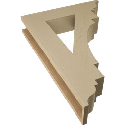 Ekena Millwork - BKTUR055X26X38MRC01RCPR - Timberthane Faux Wood Merced Style Bracket, Traditional Ends, 5 1/2"W x 26"D x 38"H, Primed Tan