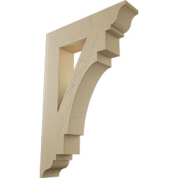 Ekena Millwork - BKTUR055X26X38MRC01RCPR - Timberthane Faux Wood Merced Style Bracket, Traditional Ends, 5 1/2"W x 26"D x 38"H, Primed Tan