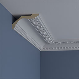 Ekena Millwork - MLD05X03X06AR - Endurathane Artis with Shells Crown Moulding, 2 3/4"H x 5 1/8"P x 5 3/4"F x 94 1/2"L, (4 3/4" Repeat), Factory Primed