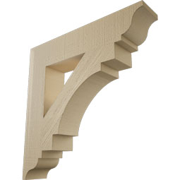 Ekena Millwork - BKTUR055X28X28MRC01RCPR - Timberthane Faux Wood Merced Style Bracket, Traditional Ends, 5 1/2"W x 28"D x 28"H, Primed Tan