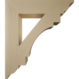 Ekena Millwork - BKTUR055X28X32MRC01RCPR - Timberthane Faux Wood Merced Style Bracket, Traditional Ends, 5 1/2"W x 28"D x 32"H, Primed Tan