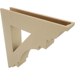 Ekena Millwork - BKTUR055X28X32MRC01RCPR - Timberthane Faux Wood Merced Style Bracket, Traditional Ends, 5 1/2"W x 28"D x 32"H, Primed Tan
