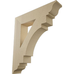 Ekena Millwork - BKTUR055X28X32MRC01RCPR - Timberthane Faux Wood Merced Style Bracket, Traditional Ends, 5 1/2"W x 28"D x 32"H, Primed Tan