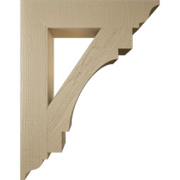Ekena Millwork - BKTUR055X28X36MRC01RCPR - Timberthane Faux Wood Merced Style Bracket, Traditional Ends, 5 1/2"W x 28"D x 36"H, Primed Tan