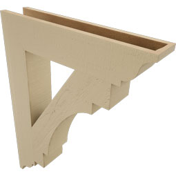 Ekena Millwork - BKTUR055X28X36MRC01RCPR - Timberthane Faux Wood Merced Style Bracket, Traditional Ends, 5 1/2"W x 28"D x 36"H, Primed Tan