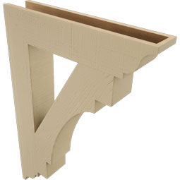 Ekena Millwork - BKTUR055X28X40MRC01RCPR - Timberthane Faux Wood Merced Style Bracket, Traditional Ends, 5 1/2"W x 28"D x 40"H, Primed Tan