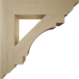 Ekena Millwork - BKTUR055X30X30MRC01RCPR - Timberthane Faux Wood Merced Style Bracket, Traditional Ends, 5 1/2"W x 30"D x 30"H, Primed Tan