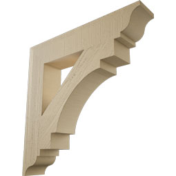 Ekena Millwork - BKTUR055X30X30MRC01RCPR - Timberthane Faux Wood Merced Style Bracket, Traditional Ends, 5 1/2"W x 30"D x 30"H, Primed Tan