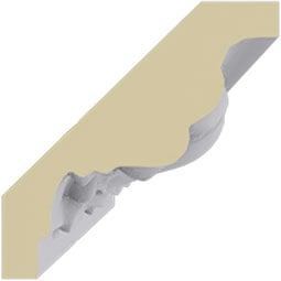 Ekena Millwork - MLD02X02X03HA - Endurathane Hampshire Crown Moulding, 2"H x 2"P x 2 7/8"F x 94 1/2"L, (4 1/4" Repeat), Factory Primed