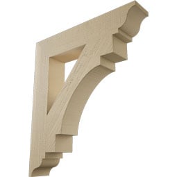 Ekena Millwork - BKTUR055X30X34MRC01RCPR - Timberthane Faux Wood Merced Style Bracket, Traditional Ends, 5 1/2"W x 30"D x 34"H, Primed Tan