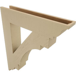 Ekena Millwork - BKTUR055X30X36MRC01RCPR - Timberthane Faux Wood Merced Style Bracket, Traditional Ends, 5 1/2"W x 30"D x 36"H, Primed Tan