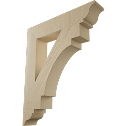 Ekena Millwork - BKTUR055X30X36MRC01RCPR - Timberthane Faux Wood Merced Style Bracket, Traditional Ends, 5 1/2"W x 30"D x 36"H, Primed Tan