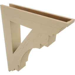 Ekena Millwork - BKTUR055X30X38MRC01RCPR - Timberthane Faux Wood Merced Style Bracket, Traditional Ends, 5 1/2"W x 30"D x 38"H, Primed Tan
