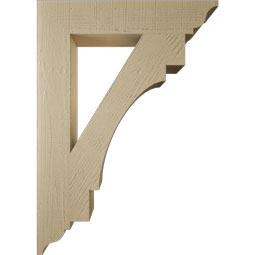 Ekena Millwork - BKTUR055X30X42MRC01RCPR - Timberthane Faux Wood Merced Style Bracket, Traditional Ends, 5 1/2"W x 30"D x 42"H, Primed Tan