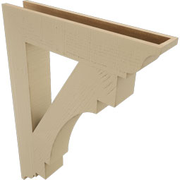 Ekena Millwork - BKTUR055X30X42MRC01RCPR - Timberthane Faux Wood Merced Style Bracket, Traditional Ends, 5 1/2"W x 30"D x 42"H, Primed Tan