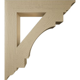 Ekena Millwork - BKTUR055X32X36MRC01RCPR - Timberthane Faux Wood Merced Style Bracket, Traditional Ends, 5 1/2"W x 32"D x 36"H, Primed Tan