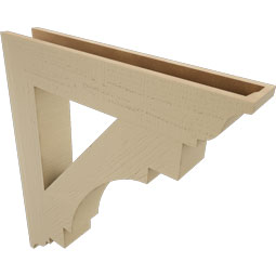 Ekena Millwork - BKTUR055X32X36MRC01RCPR - Timberthane Faux Wood Merced Style Bracket, Traditional Ends, 5 1/2"W x 32"D x 36"H, Primed Tan