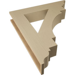 Ekena Millwork - BKTUR055X32X36MRC01RCPR - Timberthane Faux Wood Merced Style Bracket, Traditional Ends, 5 1/2"W x 32"D x 36"H, Primed Tan