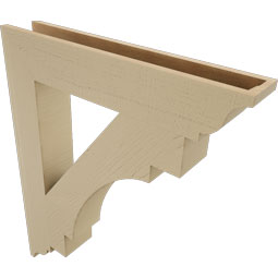 Ekena Millwork - BKTUR055X32X38MRC01RCPR - Timberthane Faux Wood Merced Style Bracket, Traditional Ends, 5 1/2"W x 32"D x 38"H, Primed Tan