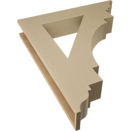 Ekena Millwork - BKTUR055X32X38MRC01RCPR - Timberthane Faux Wood Merced Style Bracket, Traditional Ends, 5 1/2"W x 32"D x 38"H, Primed Tan