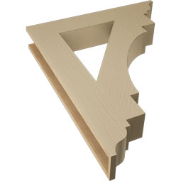 Ekena Millwork - BKTUR055X32X40MRC01RCPR - Timberthane Faux Wood Merced Style Bracket, Traditional Ends, 5 1/2"W x 32"D x 40"H, Primed Tan