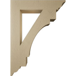 Ekena Millwork - BKTUR055X32X44MRC01RCPR - Timberthane Faux Wood Merced Style Bracket, Traditional Ends, 5 1/2"W x 32"D x 44"H, Primed Tan