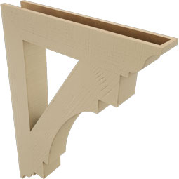 Ekena Millwork - BKTUR055X32X44MRC01RCPR - Timberthane Faux Wood Merced Style Bracket, Traditional Ends, 5 1/2"W x 32"D x 44"H, Primed Tan